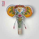 KB ART Handcrafted Wooden Elephant Wall Decor - 18-Inch Pattachitra Inspired Handpainted Art from Jodhpur